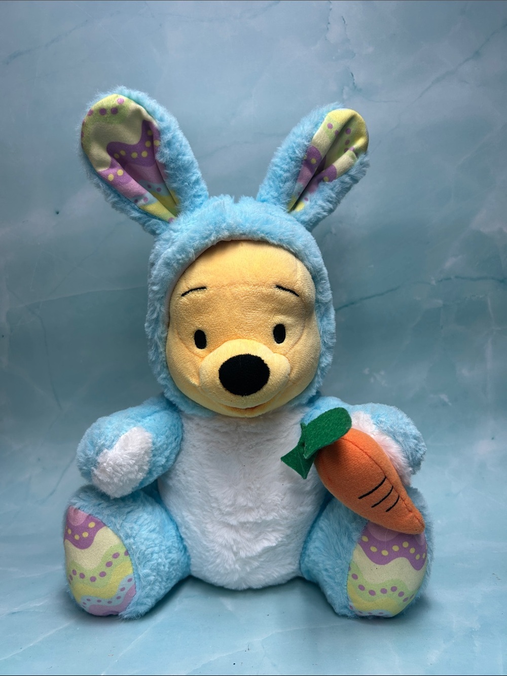 Disney Light Blue Bunny Winnie the Pooh Plush with Orange Carrot 2015
